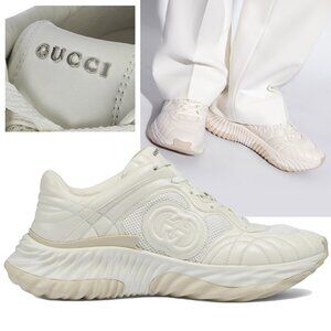 GUCCI SNEAKERS MENS RIPPLE INTERLOCKING G LOGO LEATHER SHOES sz 11 US 11.5